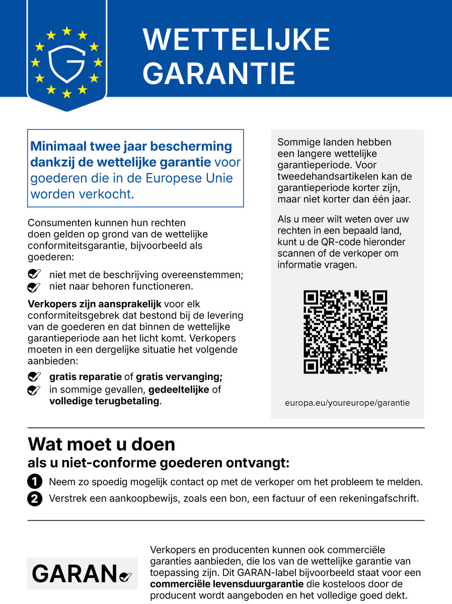 Wettelijke garantie Wettelijke garantie
